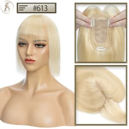 TESS Women Topper Clip In Hair Extensions 7x12.5cm Hair Toppers Natural Hair Wigs 100% Human Hair For Women Silk Base Hair Clips