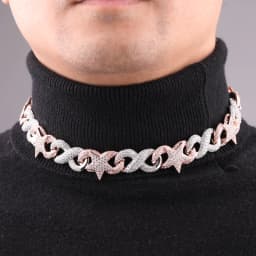 Bubble Letter Golden Color Star Miami Cuban Chain Necklace for Men Iced Out Zircon Hip Hop Link Choker Fashion Rock Jewelry
