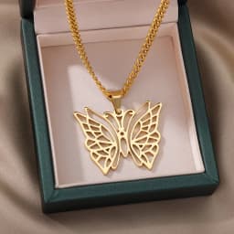 Stainless Steel Butterfly Pendants Necklaces for Women Goth Fashion Gold Color Choker Necklace Aesthetic Wedding Jewelry Gift