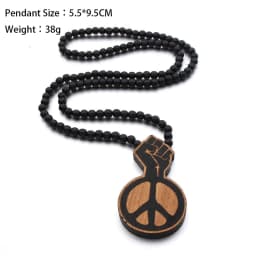 SOMEHOUR King Lion Africa Map Pendant Necklace String Wood Beads Chains Peace Symbol Power Fist Hiphop Jewelry For Women Men
