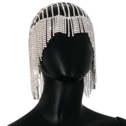 Stonefans Long Tassel Hair Chain Head for Women Backside Forehead Flapper Cap Crystal Headband Hat Bridal Headpiece Jewelry Gift