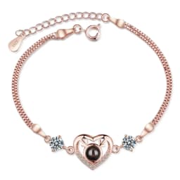 Customized 925 Sterling Silver Projection Photo Bracelet Custom Memorial Personalized Bracelet Jewelry Women Anniversary Gifts