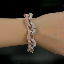 Aokaishen Bracelet for Men Box Cuban Link Charms Cubic Zircon Gold Plated Hip Hop Jewelry Spring Clasp