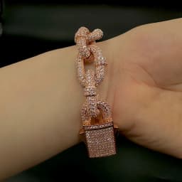 Aokaishen Bracelet for Men Box Cuban Link Charms Cubic Zircon Gold Plated Hip Hop Jewelry Spring Clasp