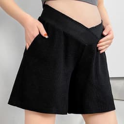 Summer Maternity Waffle Fashion Shorts Adjustable Belly Shorts Clothes for Pregnant Women Casual Pregnancy Sleep Home Wear
