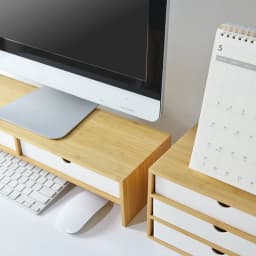 Multifunction Home Bamboo Organizing Rack Monitor Raised Shelf Office Computer Desktop Riser Rack Table Display Storage Holder