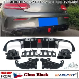 MagicKit Rear Diffuser Quad Mufflers For Benz C205 Sport Coupe C43 C63 AMG 2015-2018