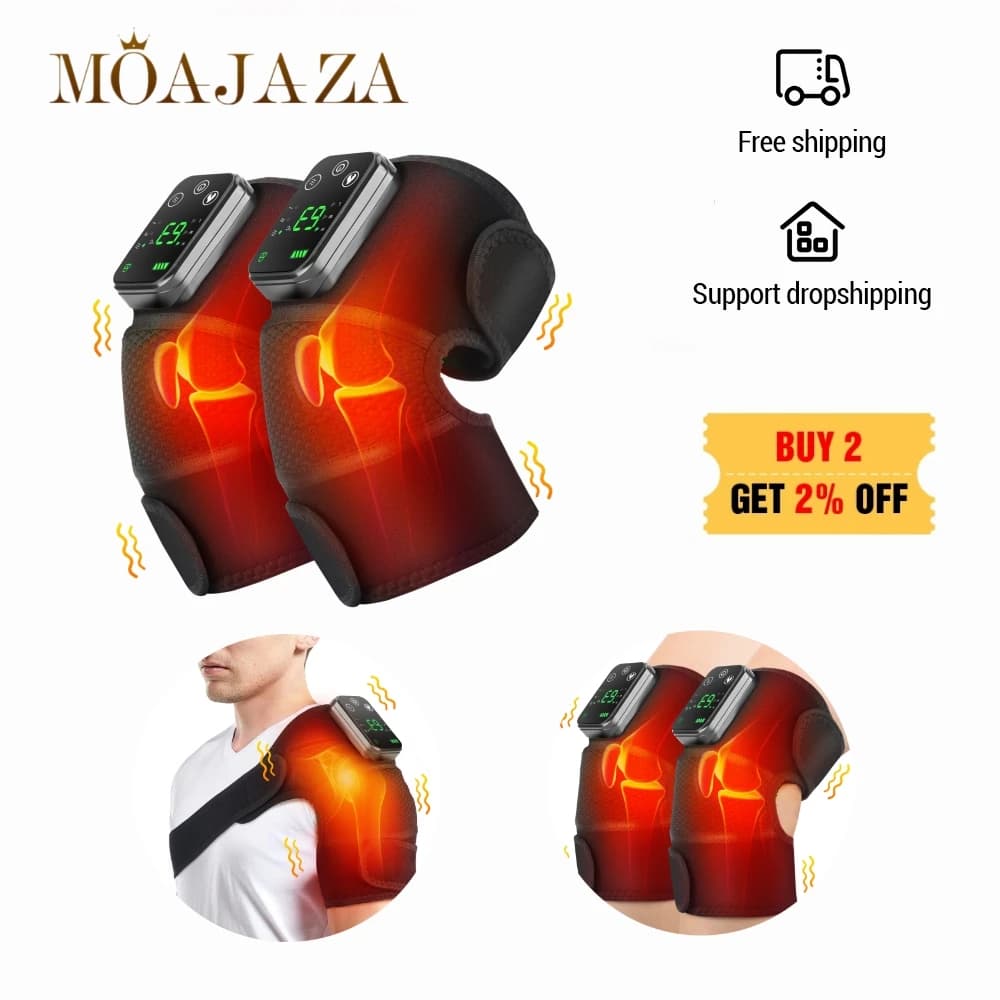 Electric Heating Pad Knee Massager 3 in 1 Joint Care Brace Shoulder Elbow Protector Cordless Leg Massage Belt Adjust Tempreture