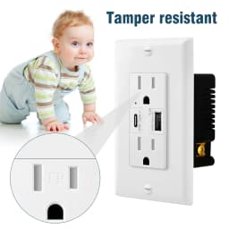 2PK 4.2/5.8A 110V Dual USB Port Type C Wall Socket with LED Indicator Charger AC Power Receptacle Tamper Resistant Outlet Panel