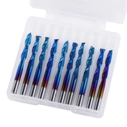 Genmitsu 10Pcs Nano Blue Coat Flat Nose End Mill CNC Router Bits, 1/8" Shank Spiral Upcut, 1 Flute/2 Flute End Mill Set