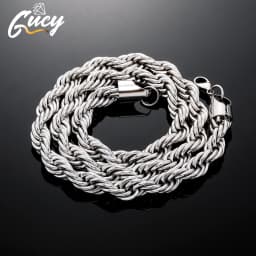 GUCY 10mm Rope Chain Necklace Lowkey fashion Stainless Steel Men Women Jewelry Gifts