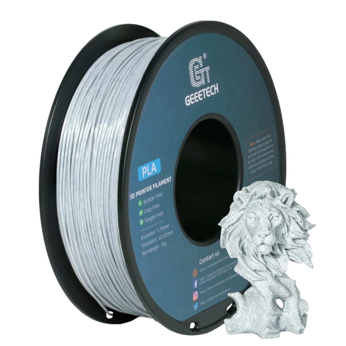 Geeetech Like Marble PLA 3D Printer Filament Plastic 1kg 1.75mm, Tangle-Free, 3D Printing Wire Materials Vacuum Packaging