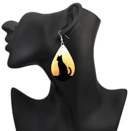 SOMESOOR Cute Animal Series Ear Jewelry - Cartoon Puppy Kitten Cow Pattern Print Wooden Teardrop Earrings For Girls Kid Daughter