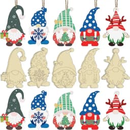 25Pcs Unfinished Christmas Gnome DIY Craft Home Decor Party Favors Holiday Gnome Ornaments With Rope For Christmas Tree Decor