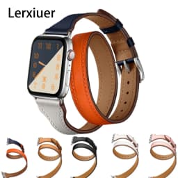 Strap For Apple Watch Band 44mm 45mm 42mm 40mm 49mm 41mm Genuine Leather Double Tour Bracelet iwatch series ultra 8 7 SE 6 5 4 3