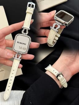 Diamond Leather strap for Apple Watch Band 44mm 45mm 38-42-40-41mm Luxury design Bracelet iwatch series 8 7 SE 6 5 4 Ultra 49mm