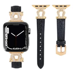 Diamond Leather strap for Apple Watch Band 44mm 45mm 38-42-40-41mm Luxury design Bracelet iwatch series 8 7 SE 6 5 4 Ultra 49mm