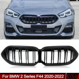 For BMW F44 220i Gran Coupe 2020-2022 Dual Slats Front Bumper Grille Gloss Black