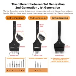 WUTA 3G Leather Punches Head Replaceable Pricking Iron Removable Diamond Olive Round Hole French Style Chisel DIY Craft Tools