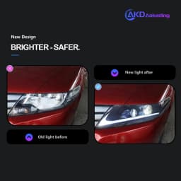 AKD Head Lamp for Honda CITY LED Headlight 2008-2014 Headlights CITY DRL Turn Signal High Beam Angel Eye Projector Lens