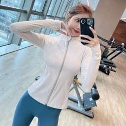 Women’s Slim Fit Lightweight Full Zip Up Yoga Workout Jacket Athletic Running Sports Track Jacket with Pockets Thumb