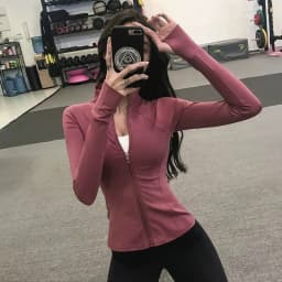 Women’s Slim Fit Lightweight Full Zip Up Yoga Workout Jacket Athletic Running Sports Track Jacket with Pockets Thumb