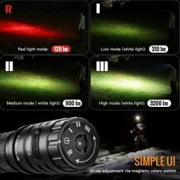 SOFIRN HS43 3200lm Headlamp Red Light 660nm 21700 USB C Rechargeable Flashlight with Magnetic Rotary Control Ring for Outdoor