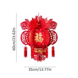 Chinese New Year Lanterns Lucky Non-woven 3D Puzzle Lantern with Chinese Red Fu 2024 Spring Festival Decorations Hangings