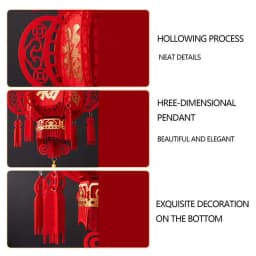Chinese New Year Lanterns Lucky Non-woven 3D Puzzle Lantern with Chinese Red Fu 2024 Spring Festival Decorations Hangings