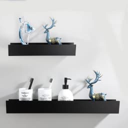 Bathroom Glass Shelf No Drill Organizer Shower Storage Rack Black Corner Shelves Wall Mounted Aluminum Toilet Shampoo Holder
