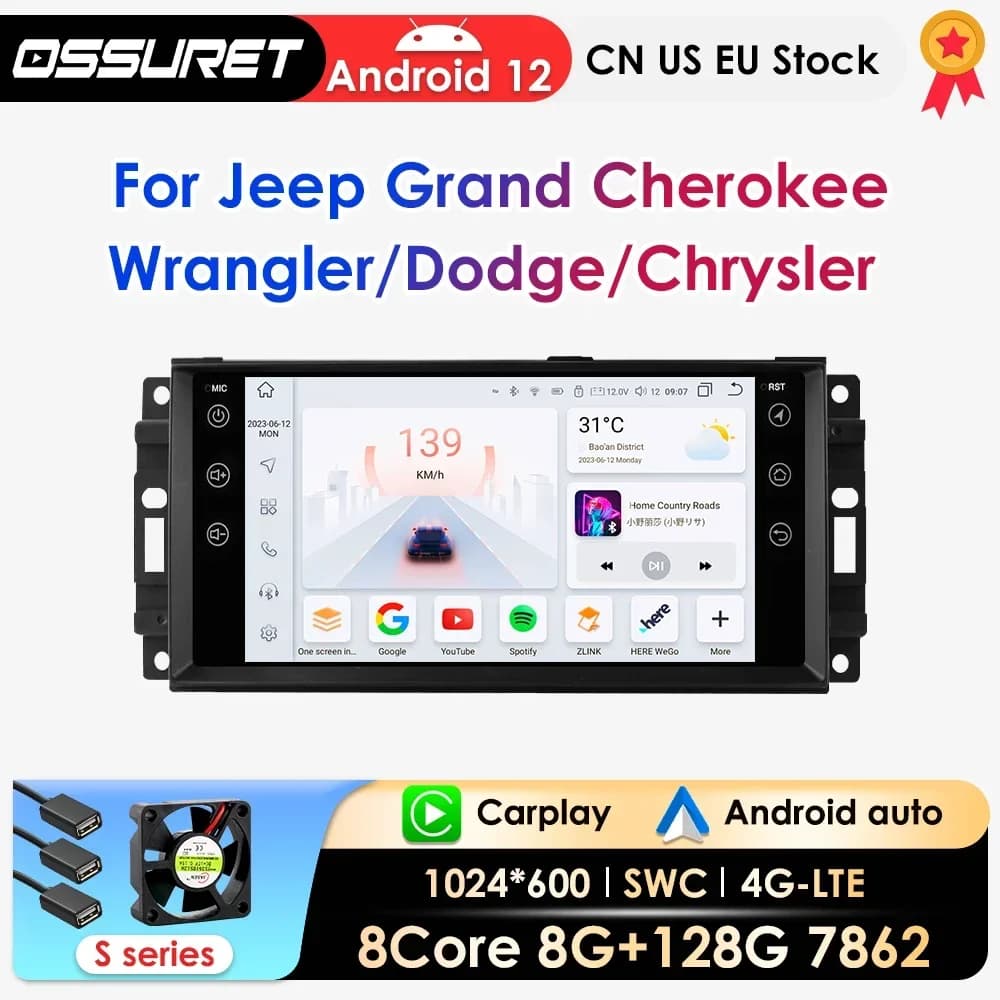 Carplay Android Auto Car Radio for Jeep Grand Cherokee Dodge Chrysler Wrangler GPS Navi car intelligent systems autoradio 7862