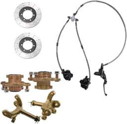 Front Steering Spindle 4 Stud Hub Brake Caliper Cylinder Kit ATV Quad Go Kart 110cc 125cc