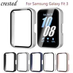 Glass+Case for Samsung Galaxy Fit 3 Accessories 2024 All-around Anti-scratch PC Frame Screen Protective Bumper galaxy fit3 cover