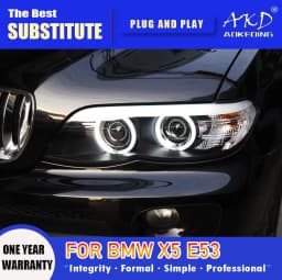 AKD Head Lamp for BMW X5 E53 LED Headlight 2003-2006 Headlights E53 DRL Turn Signal High Beam Angel Eye Projector Lens