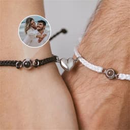 2PC Custom Photo Projection Bracelet For Women Men Personalized Adjustable Projection Couple Bracelets Anniversary Memorial Gift