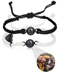 2PC Custom Photo Projection Bracelet For Women Men Personalized Adjustable Projection Couple Bracelets Anniversary Memorial Gift