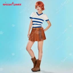 HAIKYUU Women's Cosplay Costume Striped V Neck Short Sleeve Top and Skirt with Belt for Cosplay Halloween