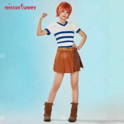 HAIKYUU Women's Cosplay Costume Striped V Neck Short Sleeve Top and Skirt with Belt for Cosplay Halloween