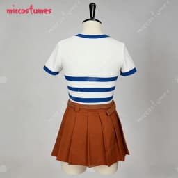 HAIKYUU Women's Cosplay Costume Striped V Neck Short Sleeve Top and Skirt with Belt for Cosplay Halloween