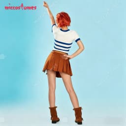 HAIKYUU Women's Cosplay Costume Striped V Neck Short Sleeve Top and Skirt with Belt for Cosplay Halloween