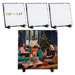US Stock 20Pcs 7.87in x 7.87in Sublimation Square Photo Slate Rock Plaque Blanks with Stand For Desktop Souvenir DIY Custom Gift