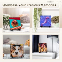 US Stock 20Pcs 7.87in x 7.87in Sublimation Square Photo Slate Rock Plaque Blanks with Stand For Desktop Souvenir DIY Custom Gift