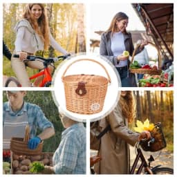 Wicker Bicycle Basket Handlebar Basket For Bicycle Storage Front Basket With Liner Beach Cruiser Basket With Cover And Leather