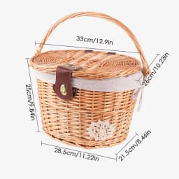 Wicker Bicycle Basket Handlebar Basket For Bicycle Storage Front Basket With Liner Beach Cruiser Basket With Cover And Leather