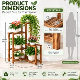 6 Tiers Wood Plant Stand Corner Plant Pot Ladder Shelf Display Rack