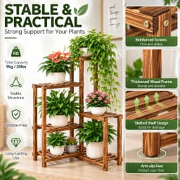 6 Tiers Wood Plant Stand Corner Plant Pot Ladder Shelf Display Rack