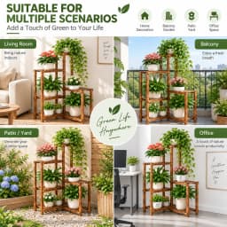 6 Tiers Wood Plant Stand Corner Plant Pot Ladder Shelf Display Rack