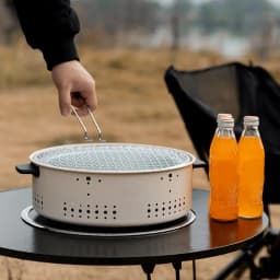Round Charcoal Stove Portable Barbecue Grill Pan Barbecue Grill Home Barbecue Outdoor Camping Charcoal BBQ Stove Grills Mesh