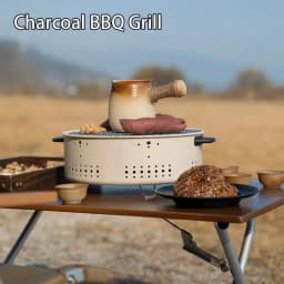 Round Charcoal Stove Portable Barbecue Grill Pan Barbecue Grill Home Barbecue Outdoor Camping Charcoal BBQ Stove Grills Mesh