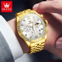 OLEVS 2932 High End Men's Watch Classic Lunar Phase Waterproof Stainless Steel Chronograph Watch Luxury Brand Quartz Men's Watch